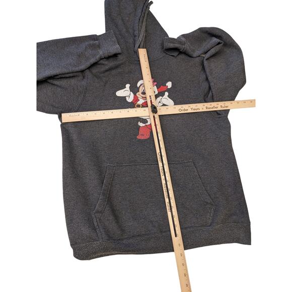 Disney Minnie Mouse Christmas Hoodie Sweatshirt Medium Gray Pullover Pockets - Picture 3 of 8